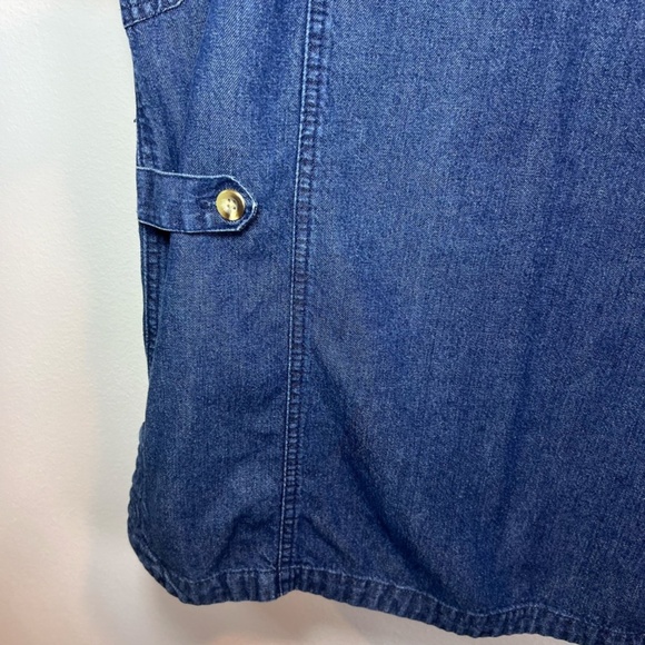 TravelSmith Women's Utility Vest Blue Denim Buttons Pockets Fishing Hiking Large - Picture 13 of 16